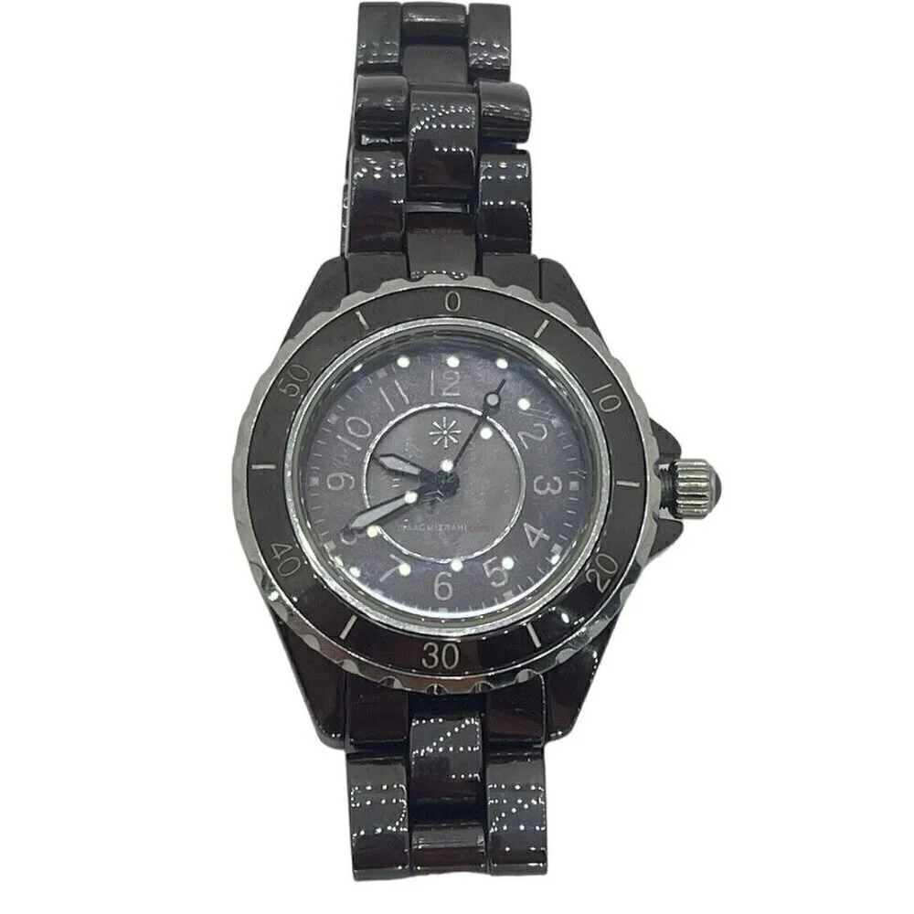 Isaac Mizrahi Live Women's Chocolate Ceramic Quartz Wristwatch Arabic Round 3ATM